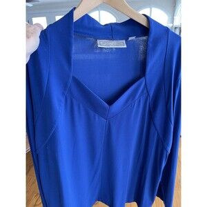 Simonton Says Royal Blue LS Popover Top Dressy Poly Blend Ladies 2X